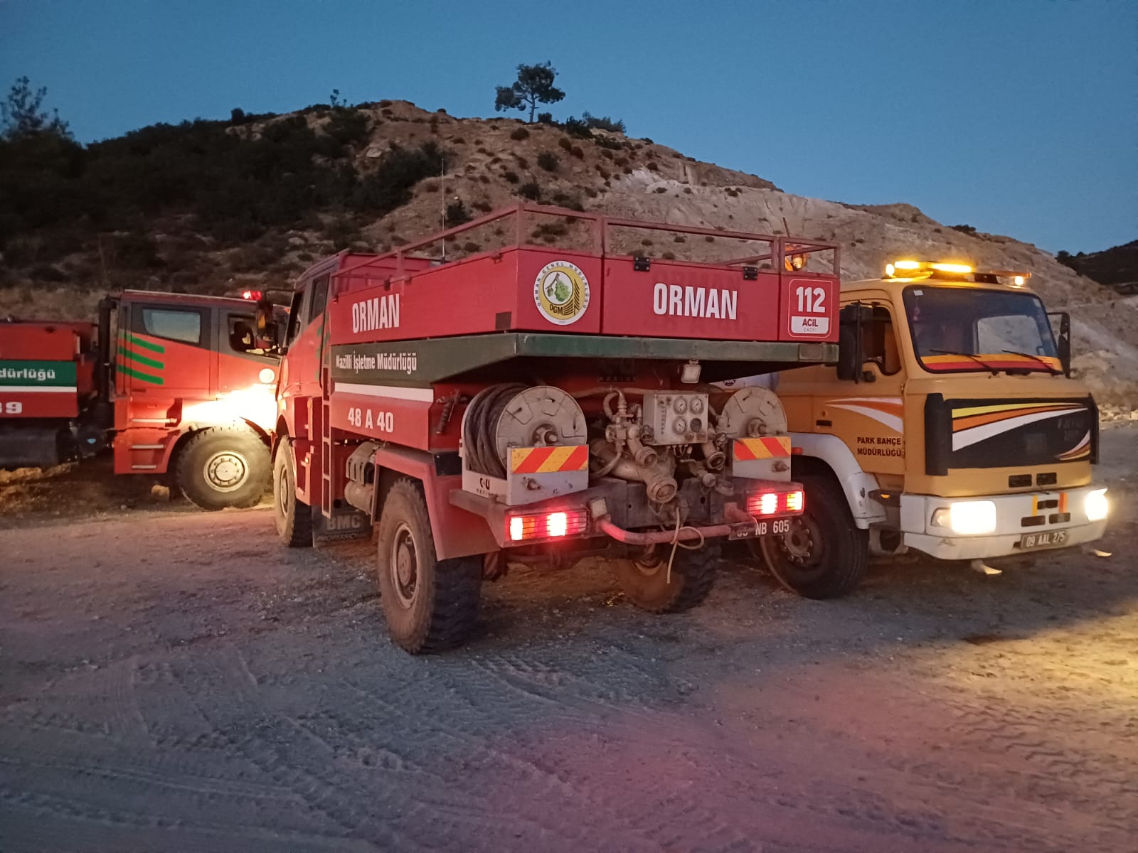 Beğerlideki  yangın söndürme çalışmalarına  Nazilli Belediyesi’nden destek