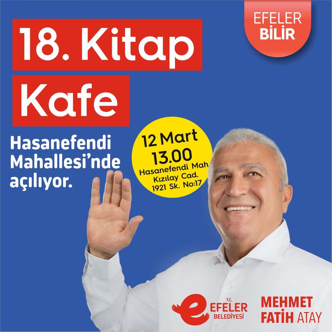 Başkan Atay dur durak bilmiyor Efeler’e 18’inci kitap kafe geliyor