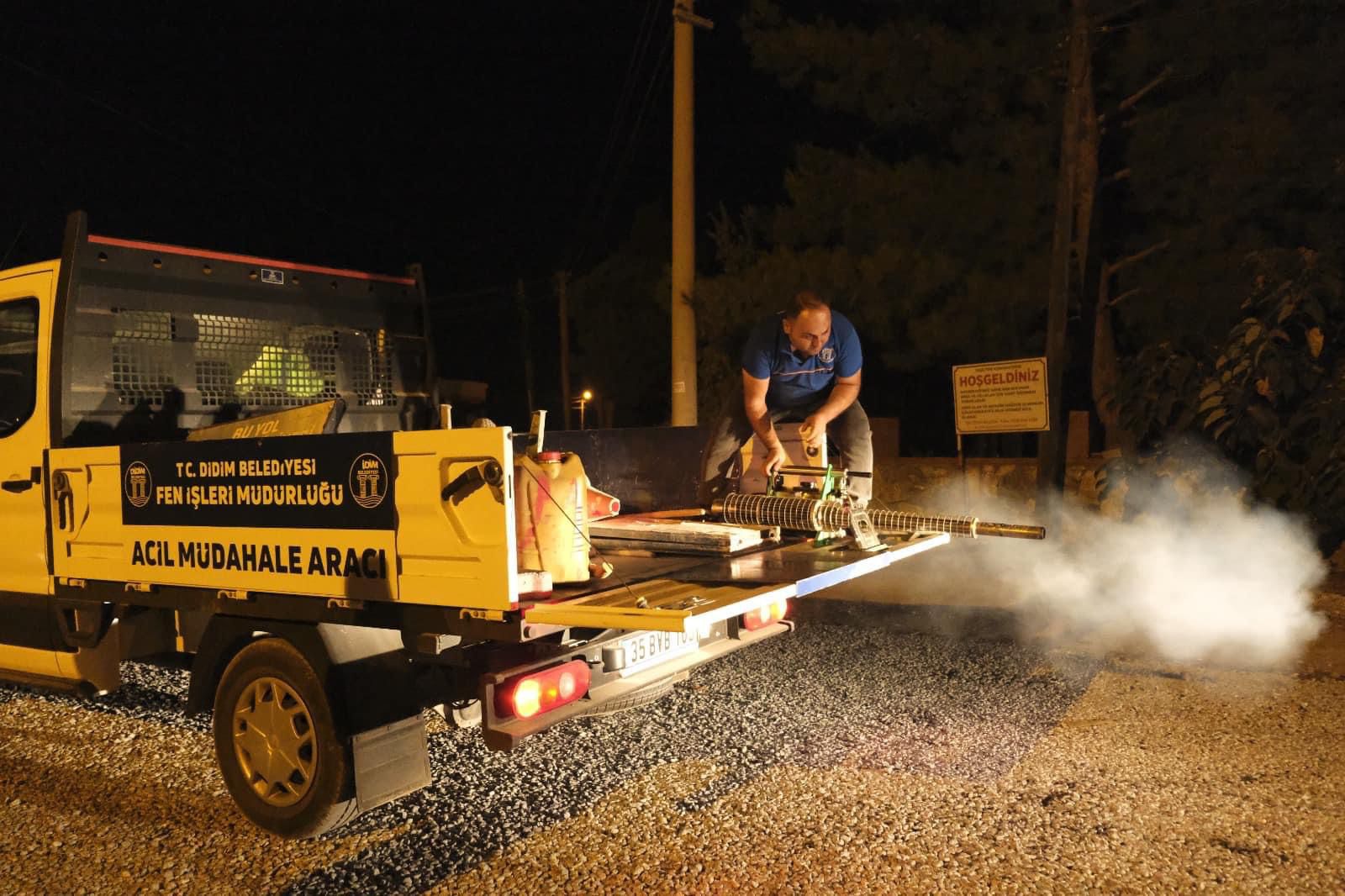 Didim’de ilaçlama çalışmaları gece gündüz sürüyor
