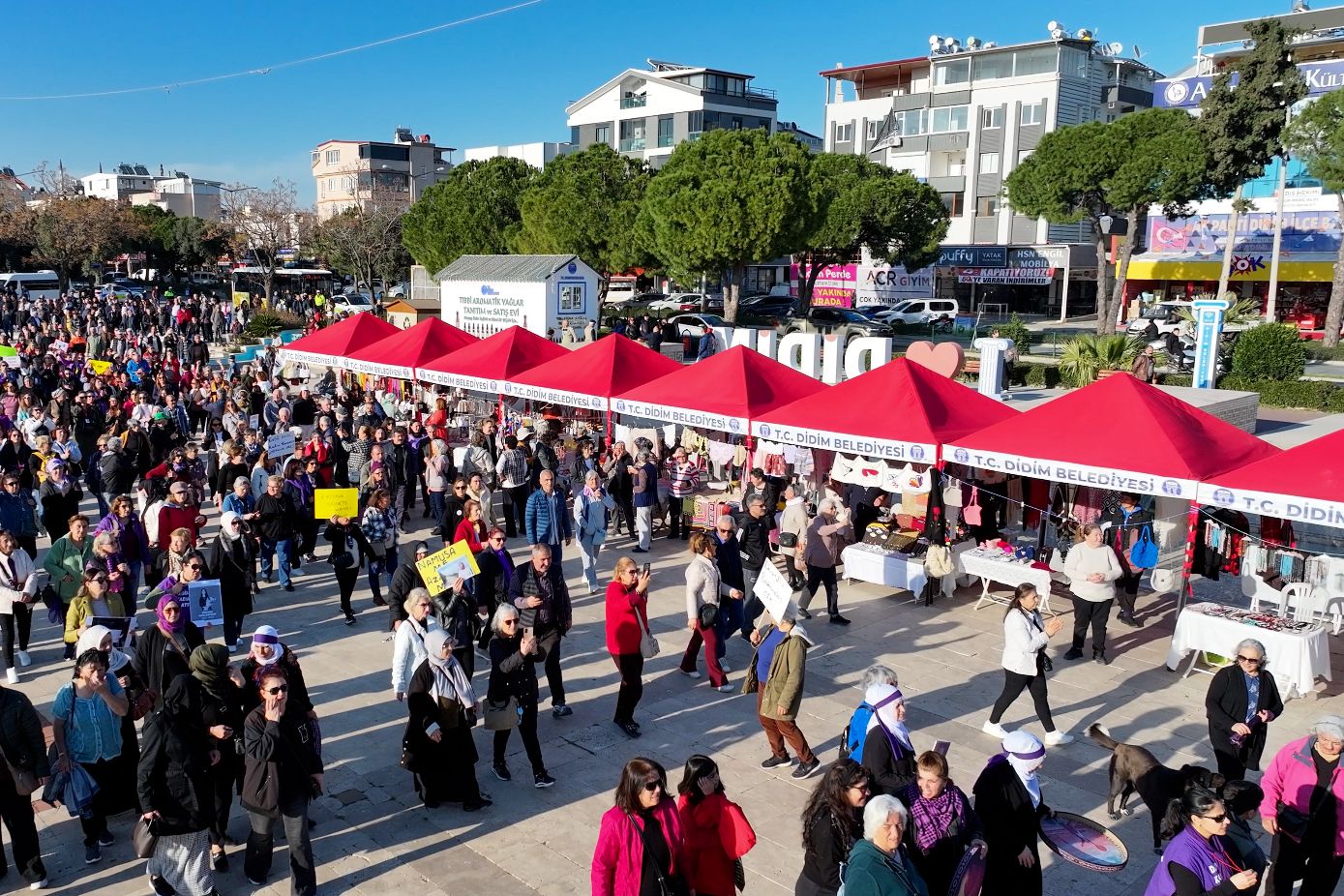 Didim’de emekçi kadınlar pazarı kent meydanında açıldı