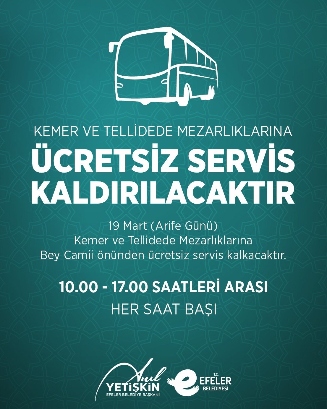 Başkan Anıl Yetişkin’den arife günü anlamlı ulaşım desteği