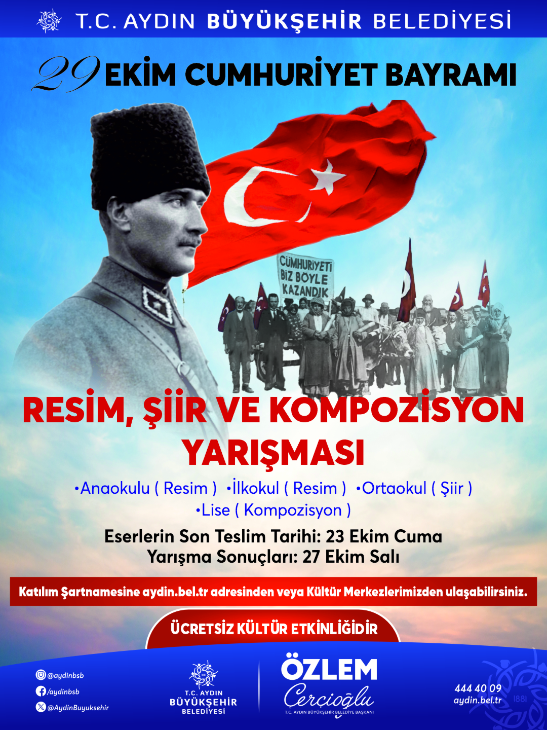 Başkan Çerçioğlu’ndan 29 Ekim temalı ödüllü resim, şiir ve kompozisyon yarışması